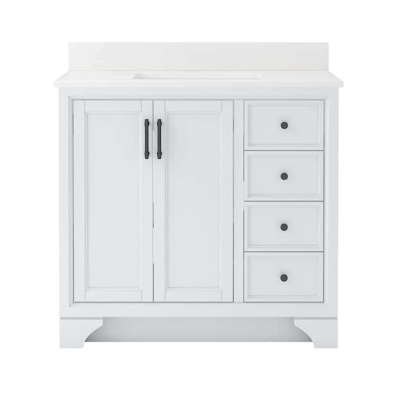 CRAFT + MAIN LCVT3722D-QSW1 Lanagan 36" Free Standing Single Basin - White