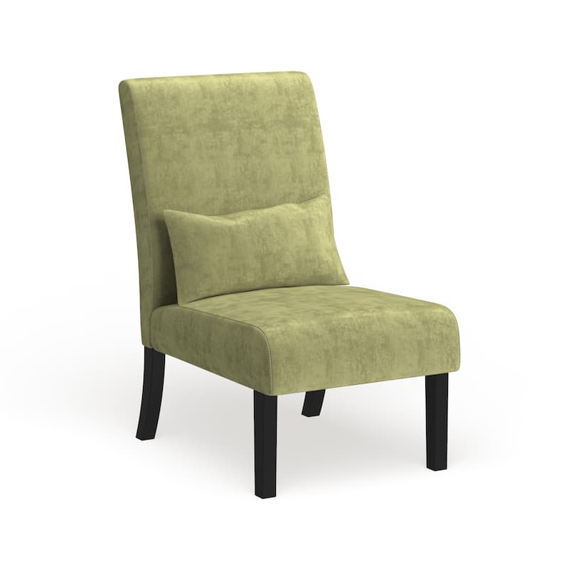 Porch & Den Vista Armless Chenille Accent Chair w/ Kidney Pillow