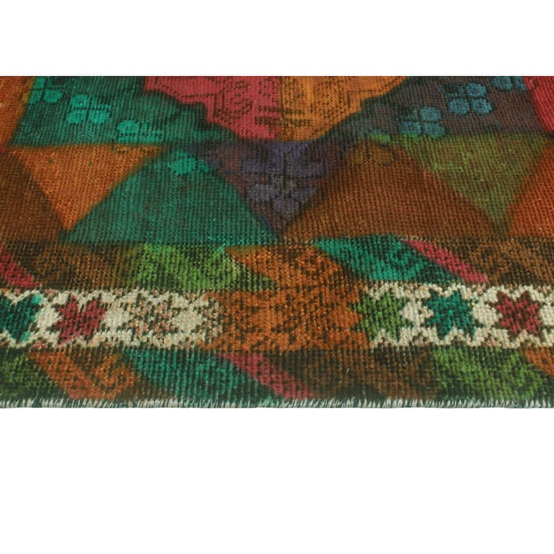 Vintage Rainbow-Dye Adkins Orange/Turquoise Rug - 3'9" x 6'8"