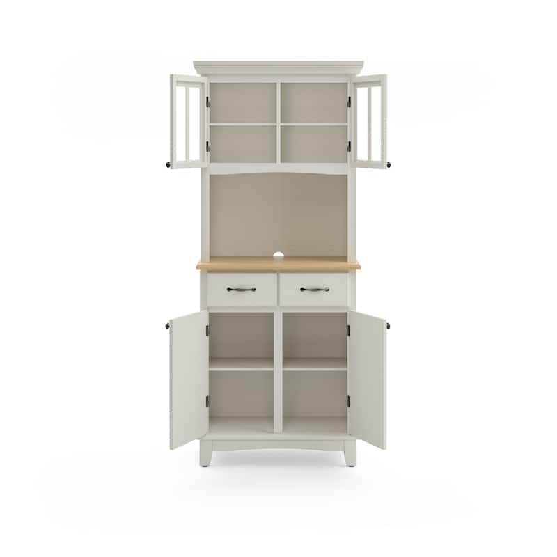 Homestyles Buffet Of Buffets Off-White Wood Buffet with Hutch - 31" x 16" x 72"
