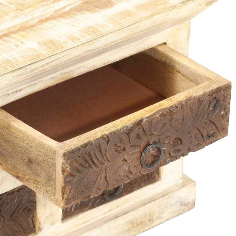 vidaXL Coffee Table White 26.8"x26.8"x11.8" Solid Mango Wood - 26.8" x 26.8" x 11.8"