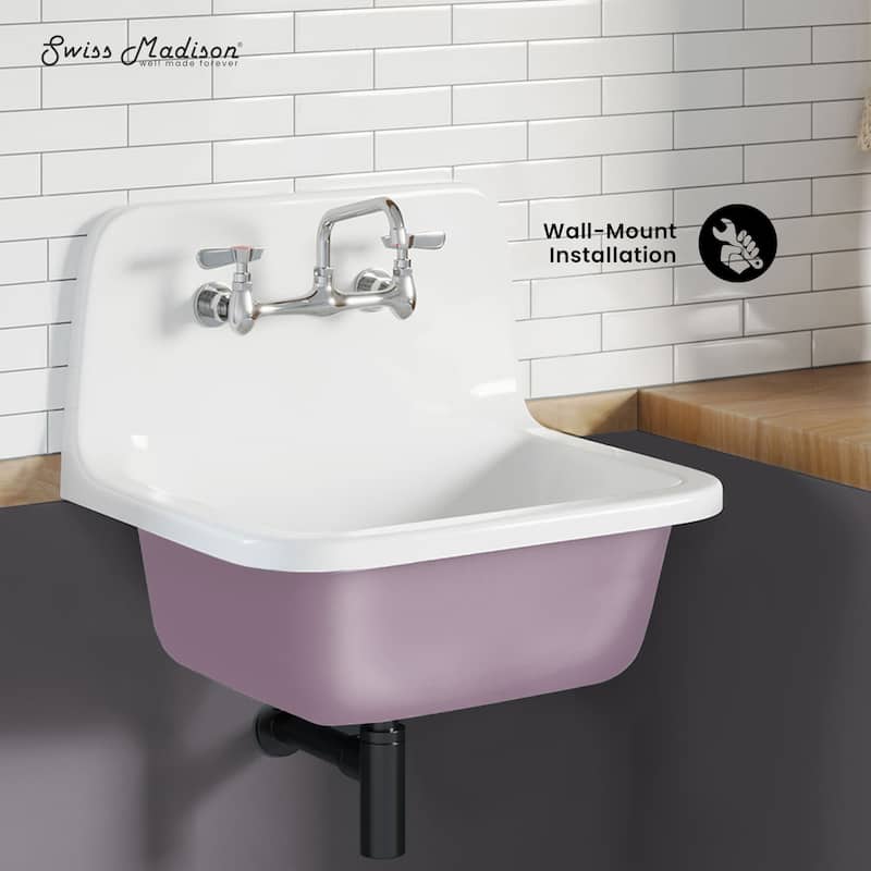 Loire 22" Cast Iron Rectangle Wall-Mounted Sink In Glossy Lavender - 22