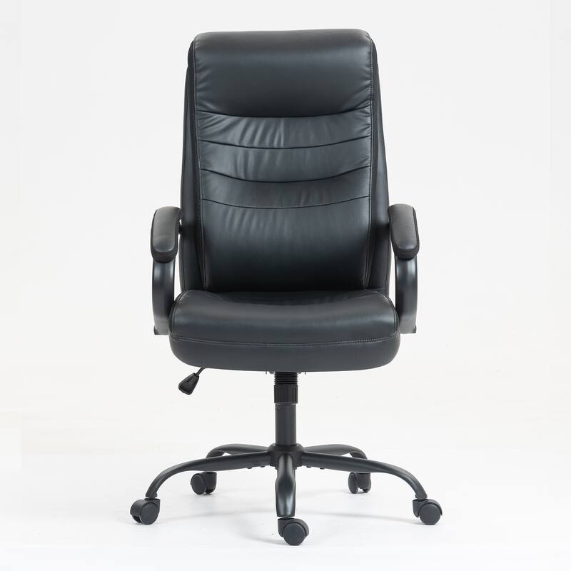 High-End PU Leather High Backrest Office Chair with Waterfall-Style Seat and Segmented Padding Design, for office
