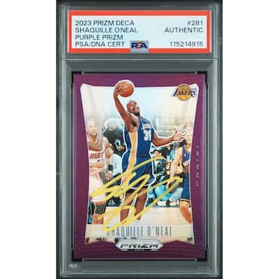 Shaquille O'Neal 2023 Panini Prizm Deca Purple Signed Basketball Card #281 Auto PSA 115214915 33/99 - 8' x 11'