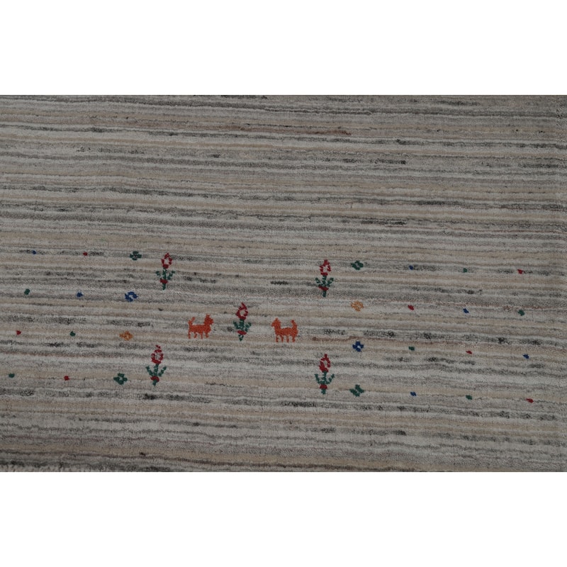 Hand Knotted Oriental 100% Wool Carpet Tribal Animal Pictorial Beige & Ivories Gabbeh Area Rug - 10' 0'' X 8' 6''
