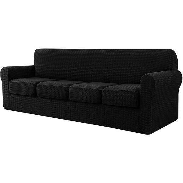 CHUN YI Houndstooth Fabric XL-Sofa Slipcover with 4 Cushion Covers