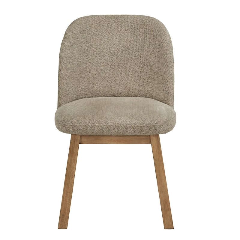 Harstad Wood Finish Taupe Fabric Curved Low Back Dining Chair (Set of 2) by iNSPIRE Q Modern