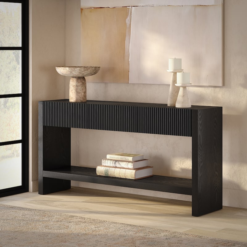 Manzanita 60" Wide Rectangular Solid Wood Fluted Console Table - 60" Wide