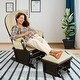 preview thumbnail 20 of 25, Wood Baby Glider and Ottoman Cushion Set with Padded Armrests for Nursing - 29.5" x 26" x 40"