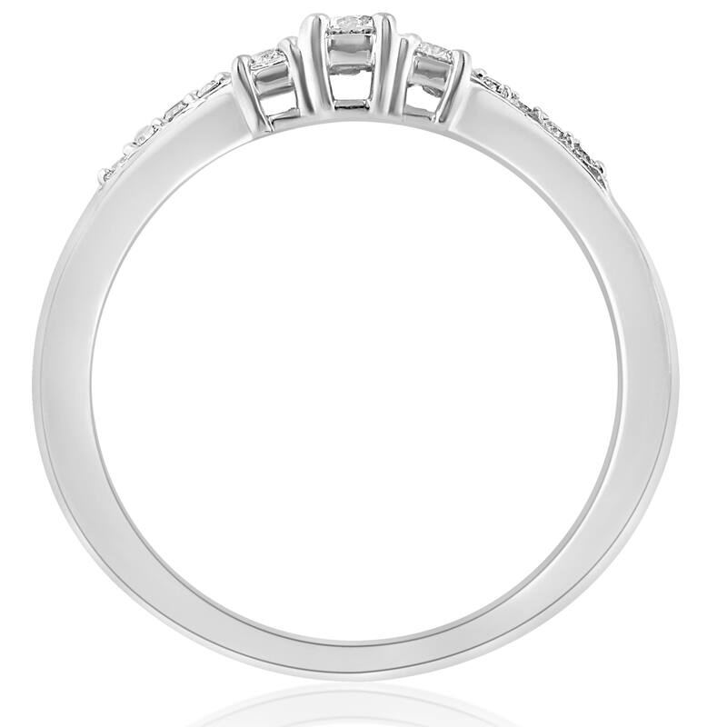 1/4ct Three Stone Round Diamond Engagement Ring White Gold