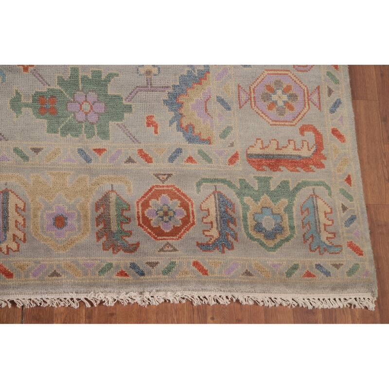Oushak Area Rug Handmade Transitional Grey Wool Carpet - 7'10"x 9'11"