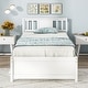 preview thumbnail 3 of 6, Wooden Platform Bed with Headboard and Wood Slat Support White-Twin Size