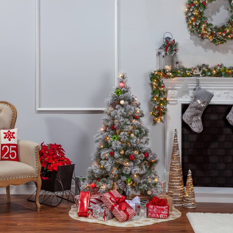 4.5 ft. Pre Lit Colored LED Flocked Hard Needle Pine