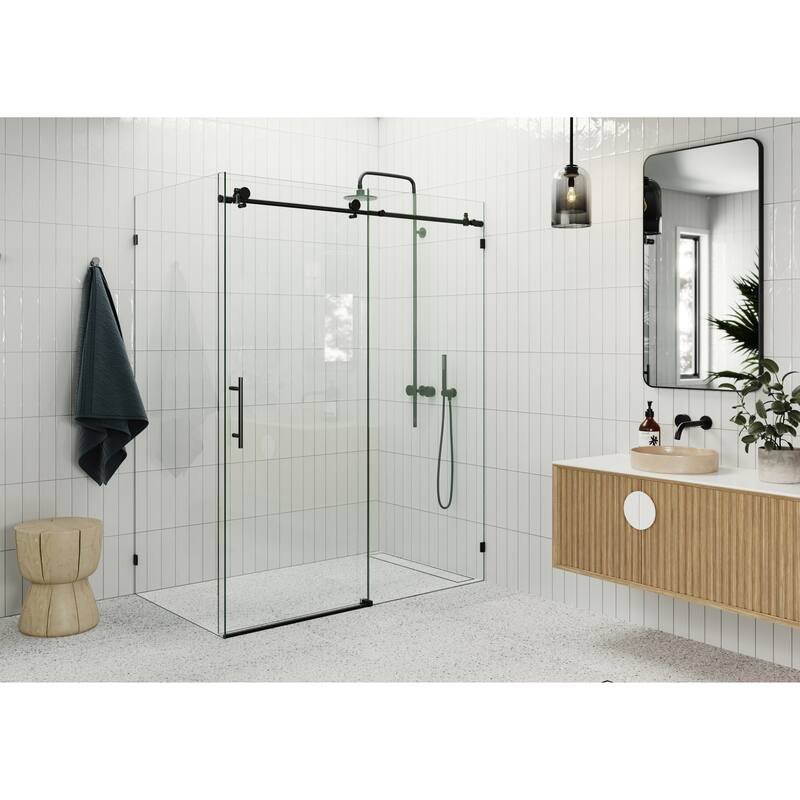 Nova 60 in. x 40 in. x 78 in. Fully Frameless 90-degree Slider Shower Enclosure