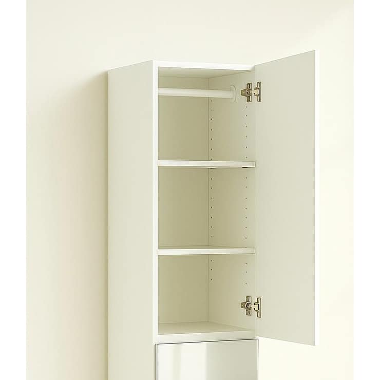 Elise Slim Modular Wood Closet Cabinet with Mirror in White - 15.7"D x 17.72"W x 70.9"H