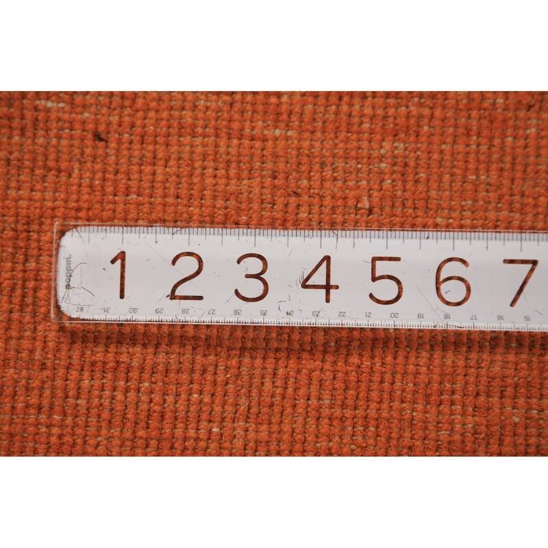 Orange Gabbeh Modern Area Rug Hand-Knotted Tribal Wool Carpet - 6'3" x 9'8"