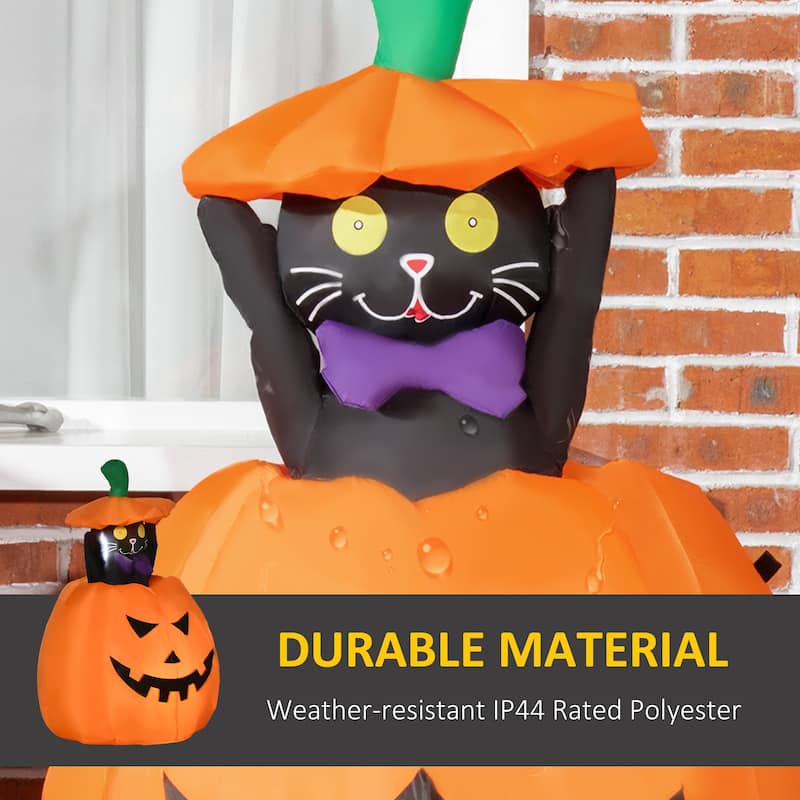 Outsunny 4 ft. Black Cat Halloween Inflatable Pumpkin Halloween Decoration
