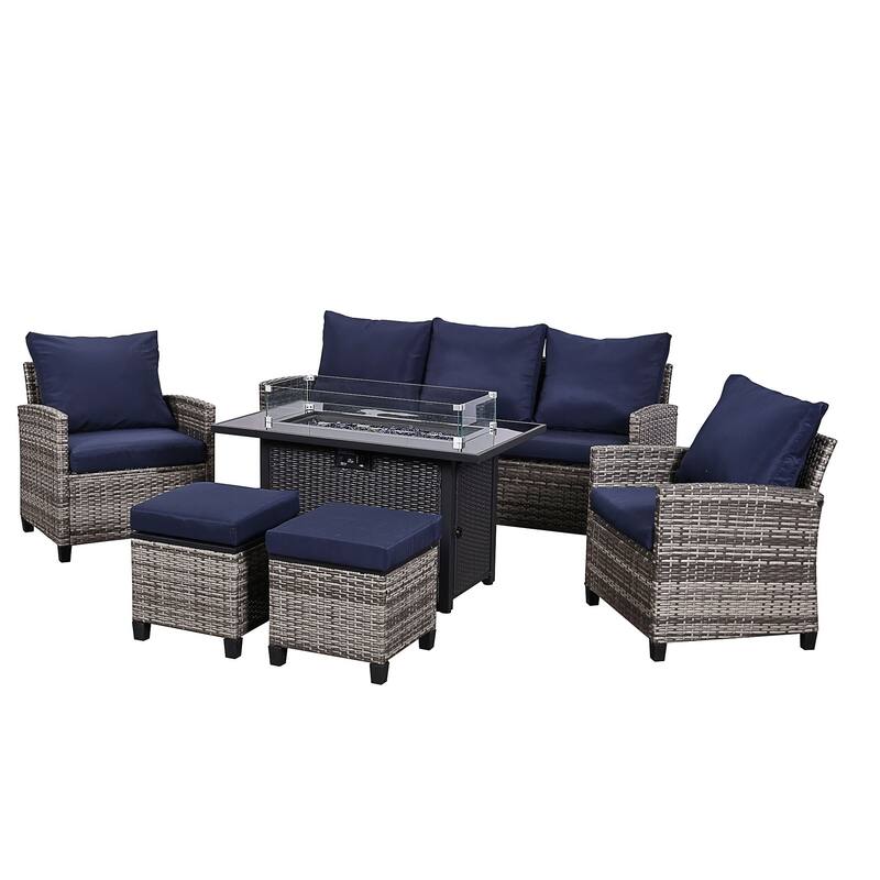 6 Pieces Outdoor Conversation Sets With Fire Table