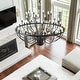 preview thumbnail 4 of 29, Modern Farmhouse Candle Chandelier Black Large Wagon Wheel Chandeliers