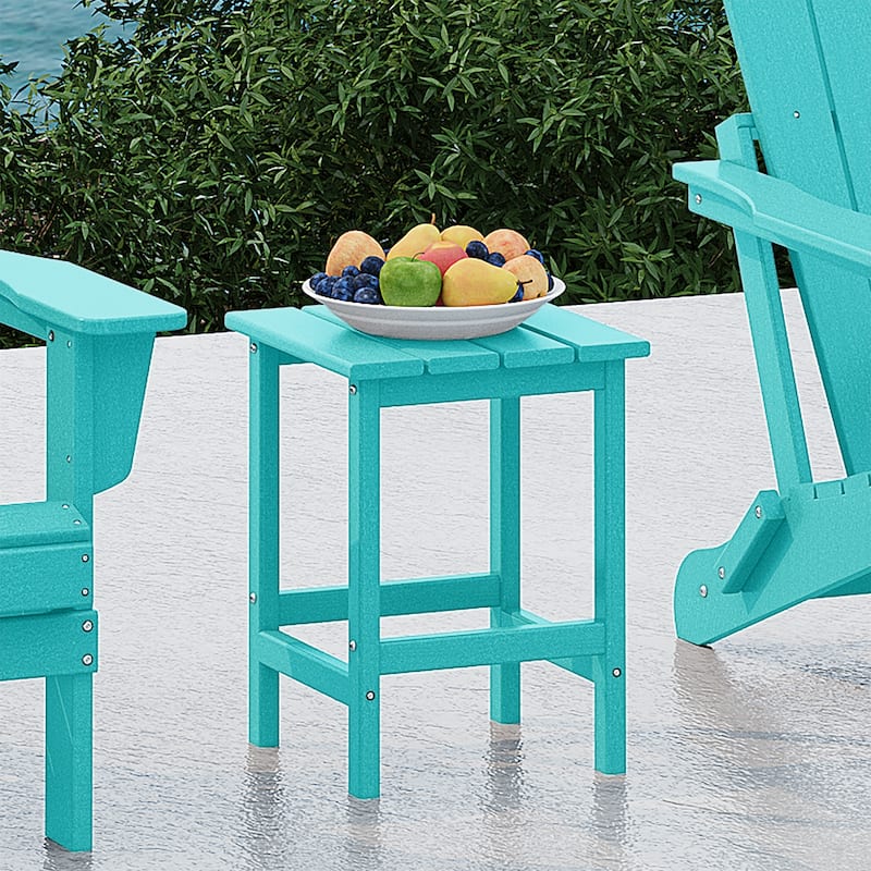 Polytrends Laguna Hdpe All Weather Outdoor Patio Square Side Table - Turquoise