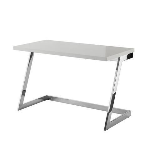 Alohia High Gloss Lacquer Finish Writing Desk Stainless Steel Base