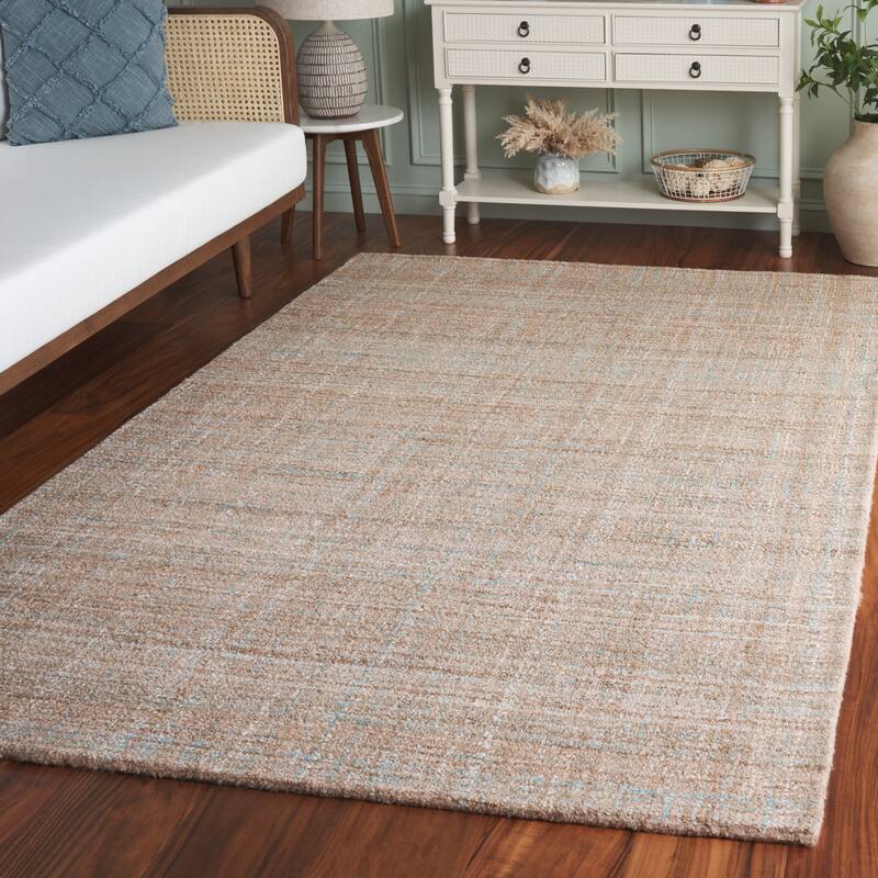 SAFAVIEH Handmade Abstract Cliff Rug - 4' x 6' - Aqua/Brown