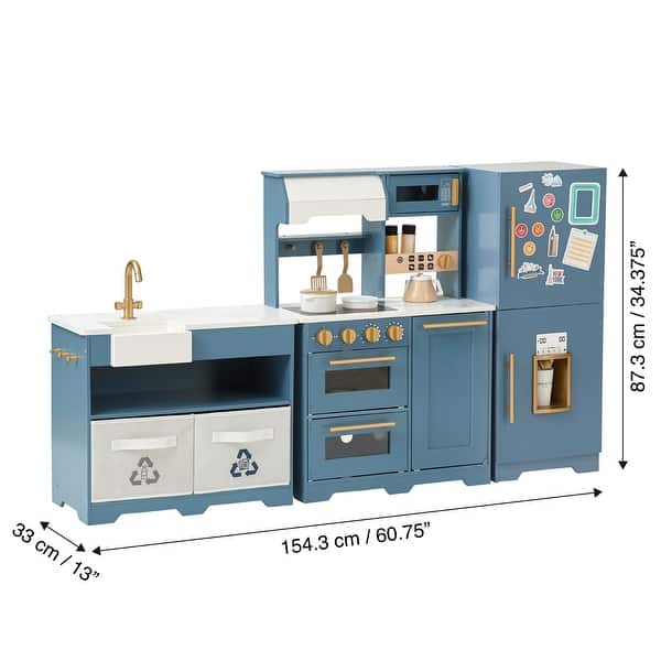 dimension image slide 1 of 2, Teamson Kids Little Chef Atlanta Modular Play Kitchen with Accessories - 60.75" L x 12.99" W x 34.37" H