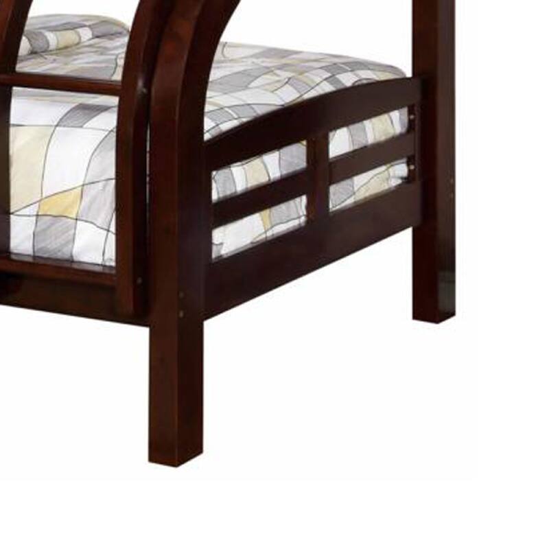 Curved Wood Design Twin/full Bunk Bed, Brown