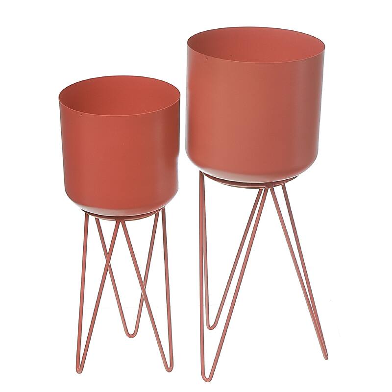 Planters With Tripod Stand Rust Set of 2