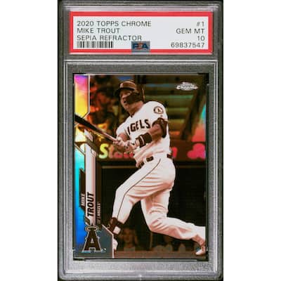 Mike Trout 2020 Topps Chrome Sepia Baseball Card #1 Graded PSA 10 - 8'6" x 11'6"