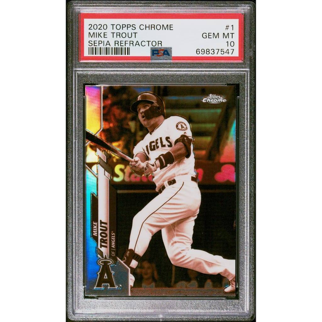 Mike Trout 2020 Topps Chrome Sepia Baseball Card #1 Graded PSA 10 - 8'6" x 11'6"