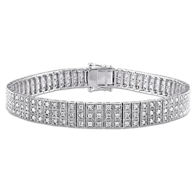 Miadora 2 7/8ct TW Triple Row Diamond Bracelet in 10k White Gold