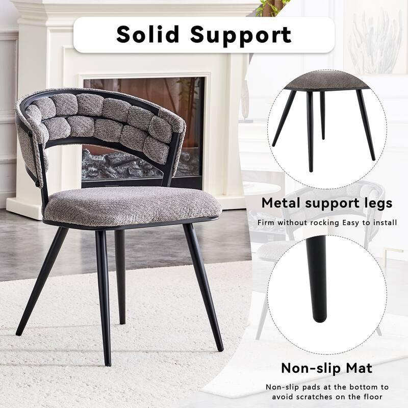 Velvet Upholstered Dining Chairs Set of 2, Accent Chair with Tufted Backrest, Kitchen Side Chairs with Metal Legs