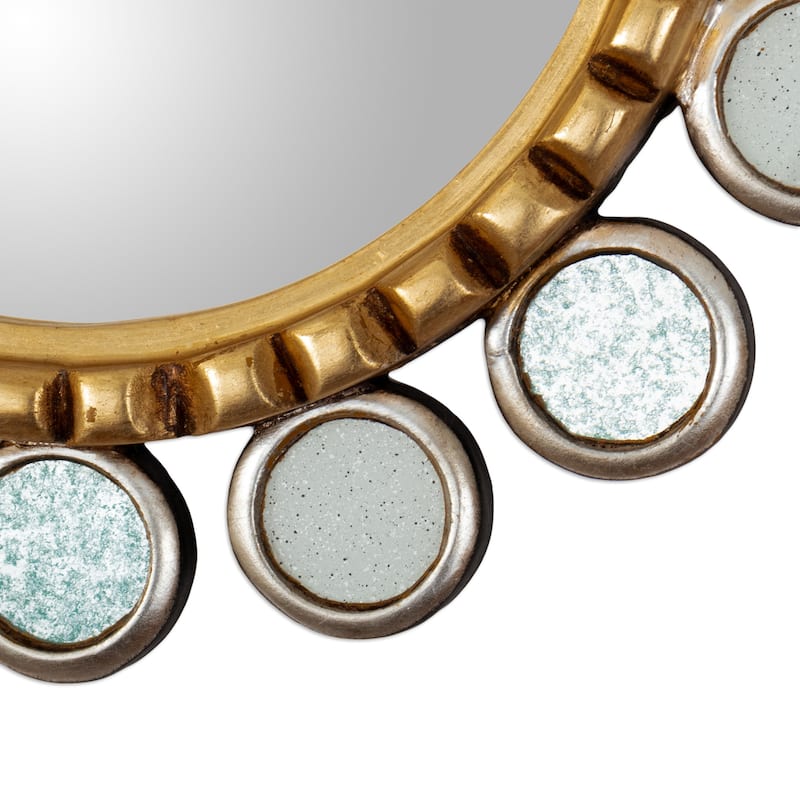Novica Handmade Turquoise Planets Wood And Bronze Wall Mirror