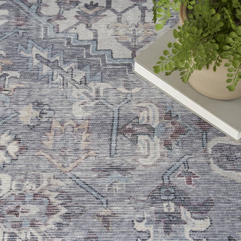 Roqi Power Loomed Distressed Floral Area Rug By HomeRoots - 9' x 12'