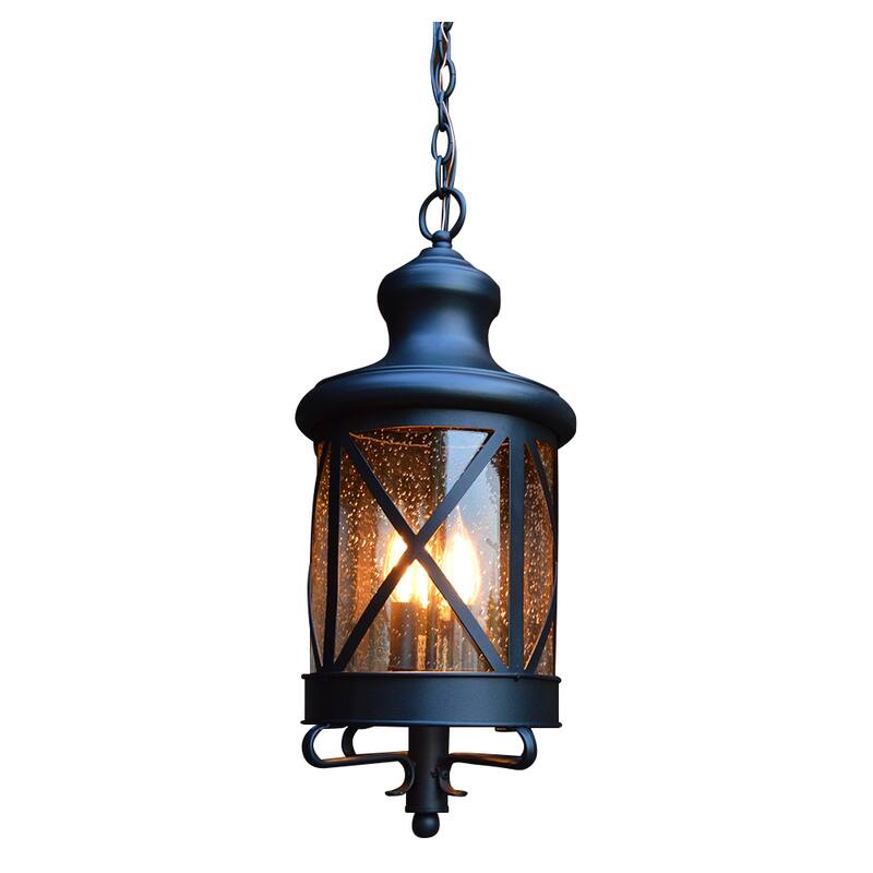 Taysom Exterior Light in Black Finish with Clear Seedy Glass