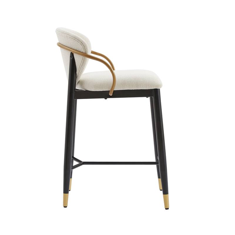 Christopher Knight Home - Mateo Modern Upholstered Counter Stool Set of 2 with Metal Frame and Supportive Back Design