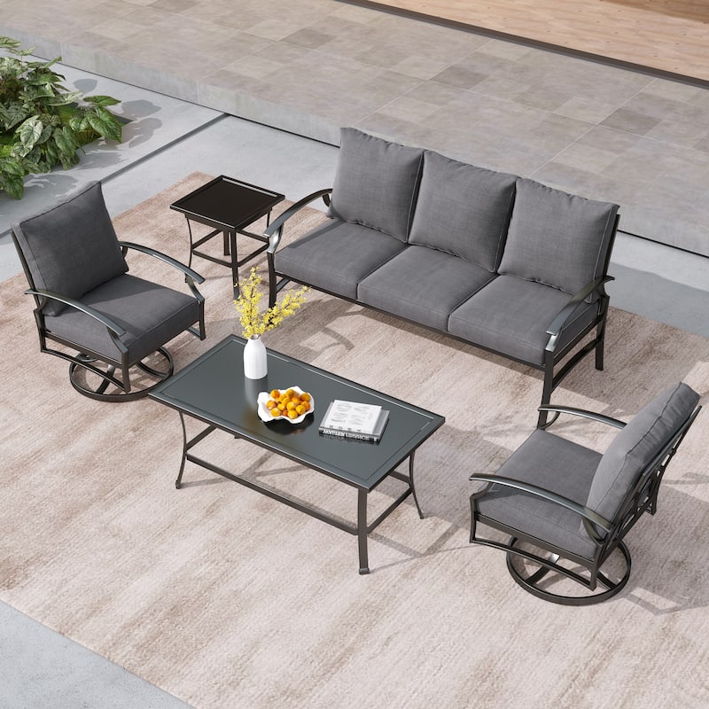 Uixe Metal 5 - Person Patio Conversation Set with Swivel Lounge Chairs