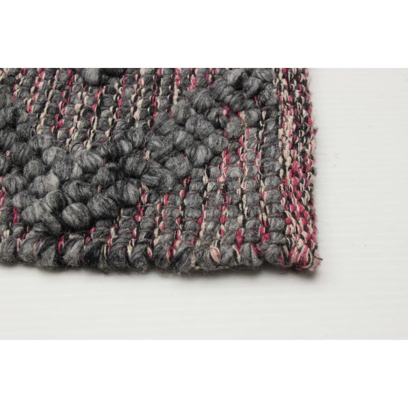 ECARPETGALLERY Braid weave Sienna Grey Wool Rug - 4'11 x 8'2