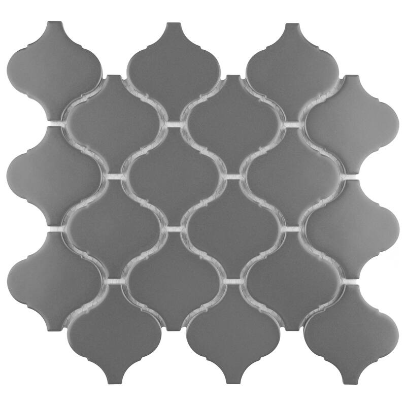 Merola Tile Metro Lantern Matte Dark Grey 9-1/2" x 10-3/4" Porcelain Mosaic Floor and Wall Tile - Case (20 Tiles)