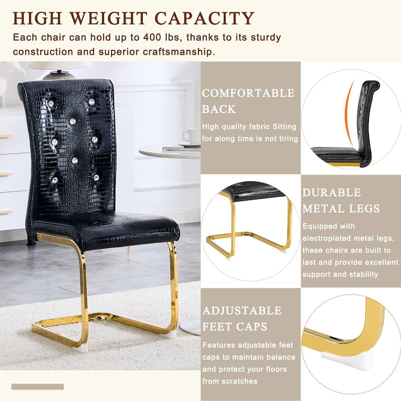Dining Chair Black Gold Side Chair Kitchen Chair Leisure Chair Lounge Chair Office Chair Armless Chair with Metal Legs