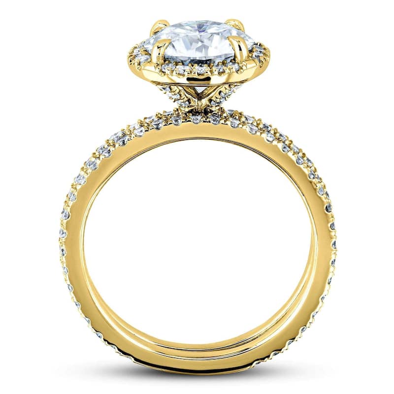 Kobelli 2.2 Carats Lab Grown Diamond Certified 14k Solid Gold Floating Halo 2pc Bridal Set
