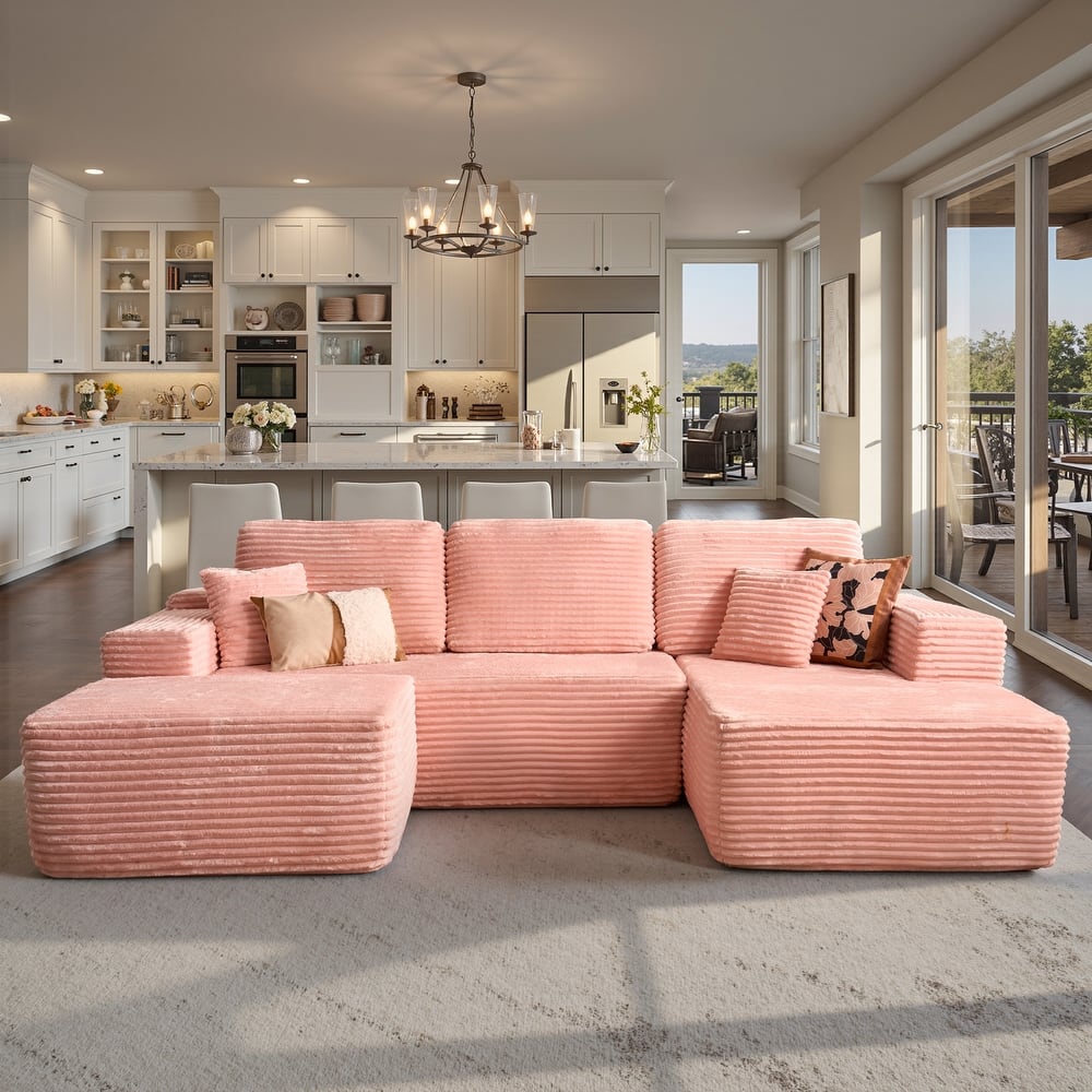 ​​OVIOS Lazy Chaise Lounge Sofa with Ottoman​