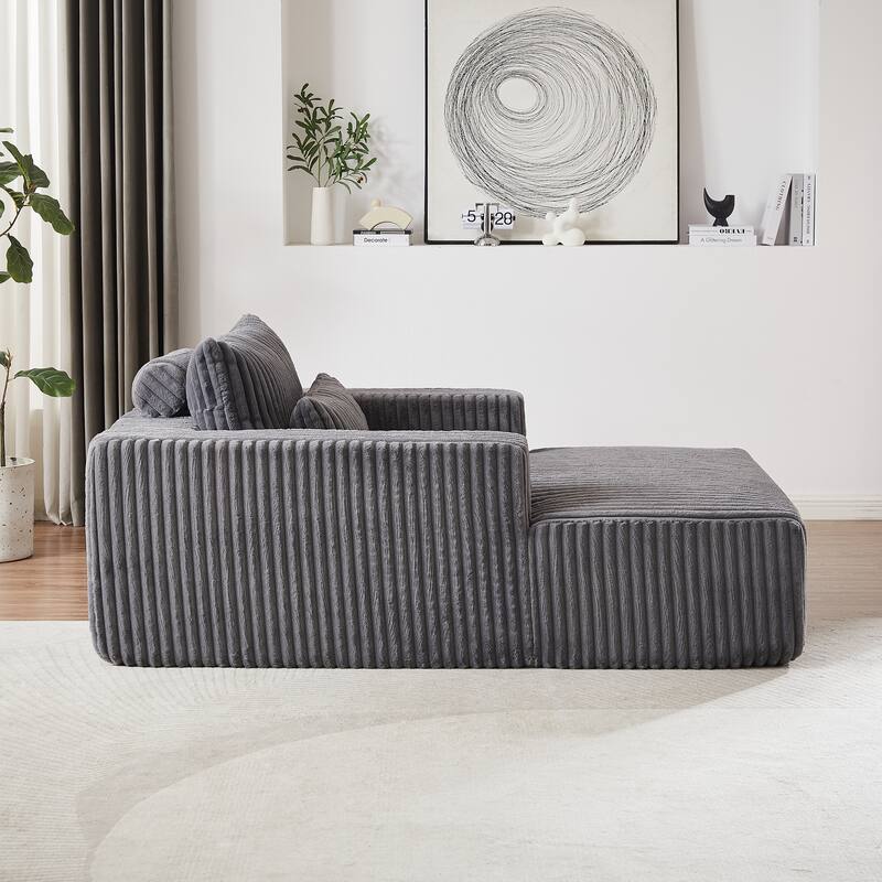 Plush Corduroy Fabric Modular Cloud Sofa with Backrest Pillow for Livingroom 75-Inch Fluffy Sleeper Sofa Bed
