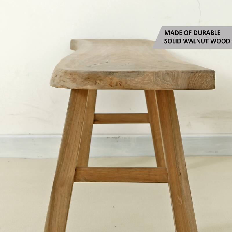 Live Edge Solid Walnut Natural Wood Bench, 18 Inch Tall (Color & Size ...