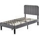 preview thumbnail 8 of 25, Twin Upholstered Platform Bed Frame with Headboard and 12 Wooden Slats, Adjustable Height,