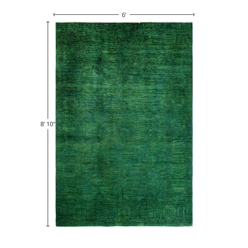 Overdyed, One-of-a-Kind Hand-Knotted Area Rug - Green - 6' 0" x 8' 10"