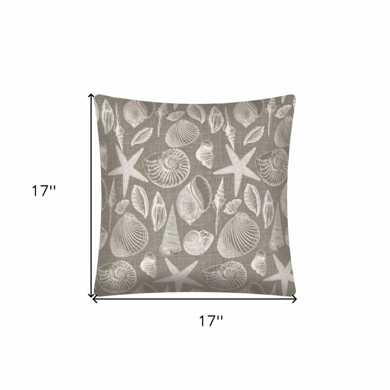 HomeRoots 17" Gray Coastal Indoor Outdoor Throw Pillow Cover - 17' X '17' X '0.25
