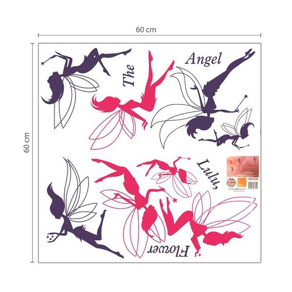 dimension image slide 2 of 3, Walplus Pink Dandelion Fairies Children Kid Wall Sticker Nursery Decor