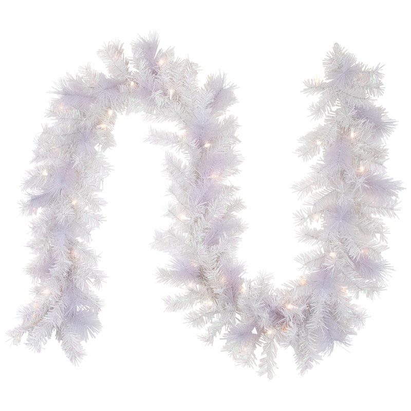 9' x 10" Vermont White Pine Artificial Christmas Garland, Clear Lights